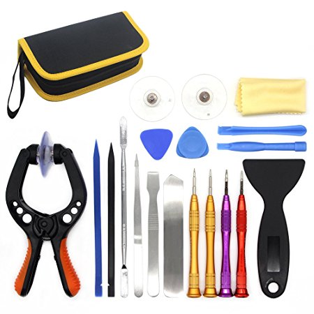 E-Durable LCD Screen Opening Pliers, Universial Screen Replacement Repair Full Kits for Iphones,5s, 6s, 6plue, Ipads, Ipad Air, Ipods, Samsung Galaxy and More (19 Pcs Set)