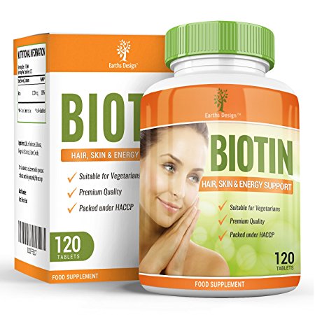 Double Strength 10000mcg Biotin - Vitamin B7 - Suitable for Vegetarians- 120 Tablets (4 Month Supply) by Earths Design