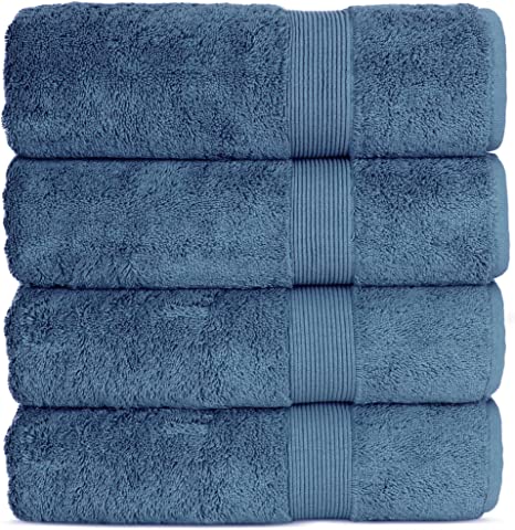 Chakir Turkish Linens Luxury Premium Cotton Long-Stable Turkish Towels (4-Piece, Bath Towel - Wedgewood)