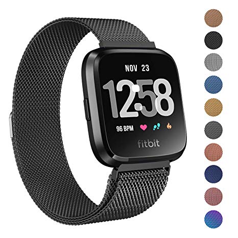 Issmolog Bands Compatible with Fitbit Versa Special Edition Small Large, Stainless Steel Milanese Mesh Loop Replacement with Magnetic Lock Fitbit Versa Lite Edition Bands for Women and Men