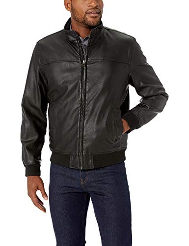 Dockers Men's Carson Faux Leather Classic Stand Collar Bomber Jacket (Standard & Tall Sizes)