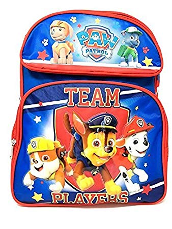 New Nickelodeon Paw Patrol 14" Canvas Blue and Red School Backpack