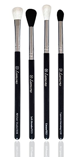 Pro Blending Brush Set - Smoky Eye Shadow Contour Kit - 4 Essential Shapes - Best Choice Crease, All Over Shader, Tapered, Soft Blender - For Shading or Blending of Eyeshadow Cream Powder Highlighter