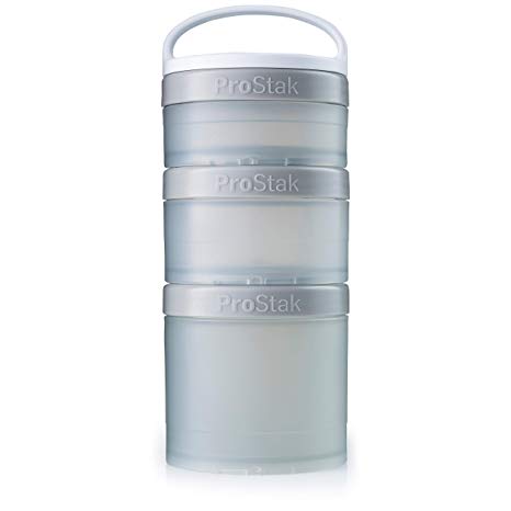 BlenderBottle ProStak Twist n Lock Storage Jars Expansion 3-Pack with Removable Handle, Pebble Grey