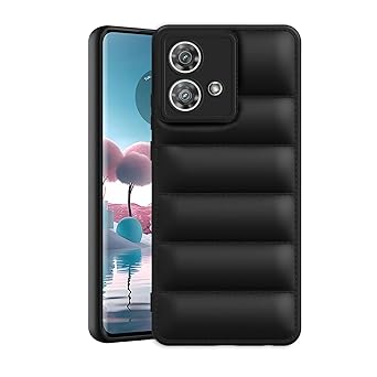 Plus Puffer Case Camera Protection Soft Back Cover for Motorola Moto Edge 40 Neo 5G - Black