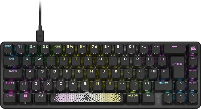 Corsair K65 PRO MINI RGB 65% Optical-Mechanical Wired Gaming Keyboard - OPX Switches - PBT Double-Shot Keycaps - iCUE Compatible - QWERTY UK Layout - Black