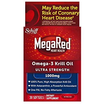 MegaRed Omega 3 Krill Oil Ultra Strength 1000mg, 30 Softgels (Pack of 2)