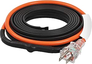 VEVOR Self-Regulating Pipe Heating Cable, 12FT 5W/FT Heat Tape for Pipes Freeze Protection, Water Pipe Heat Cable with Built-in Thermostat Protects PVC Hose, Metal and Plastic Pipe from Freezing