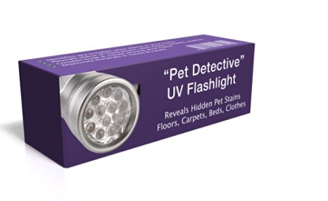 Best UV Flashlight - Pet Detective LED Ultraviolet Blacklight Reveals Hidden Dog And Cat Urine Stains. The light is Solid, Powerful yet Small