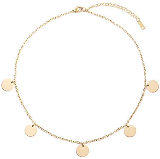 Happiness Boutique Circle Necklace in Gold Color | Necklace with Round Discs Pendants Geometric Design