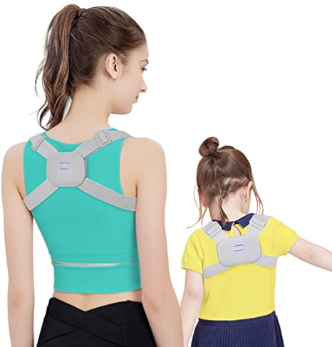 Posture Corrector with Intelligent Sensor Vibration Reminder - Adjustable Upper Back Brace Straightener for Clavicle Support - Smart Posture Trainer for Spinal Alignment & Humpback for Men Women Kids