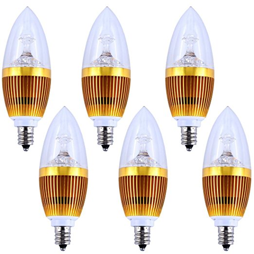 LEDMO LED Candelabra Bulbs,E12 3W,Warm White Non-Dimmable,Gold(6 Pack)