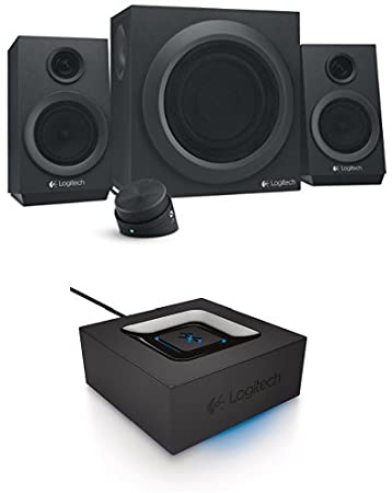 Logitech Z333 80 Watts Multimedia Speakers with Logitech Bluetooth Audio Adapter bundle