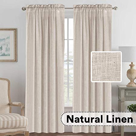 H.VERSAILTEX Elegant Natural Linen Blended Energy Efficient Light Filtering Curtains/Rod Pocket Window Treatments Panels/Drapes for Livingroom (Set of 2, Angora, 52" x 96")