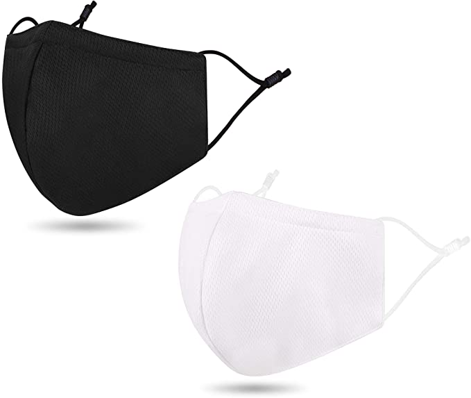 Face Masc Washable Reusable Bandana Face Shield,2Pack Black/White