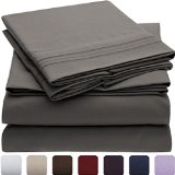 Mellanni Bed Sheet Set - HIGHEST QUALITY Brushed Microfiber 1800 Bedding - Wrinkle Fade Stain Resistant - Hypoallergenic - 4 Piece King Gray
