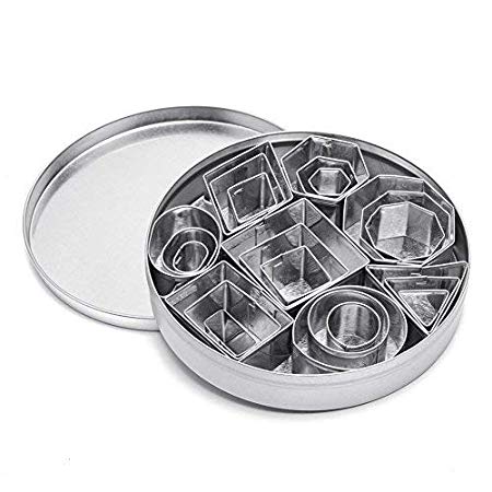 Cookie Cutter Set, Geometric Shapes Cutters, Metal Fondant Cutters Including Hexagon, Square, Circle, Oval, Octagon, Diamond Molds for Pastry, Fondant, Donuts, Clay, for Kitchen, Baking, Stainless