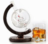 Etched Globe Whiskey Decanter- 1000ml Glass Bourbon Decanter for Liquor Scotch Rum Christmas Gift