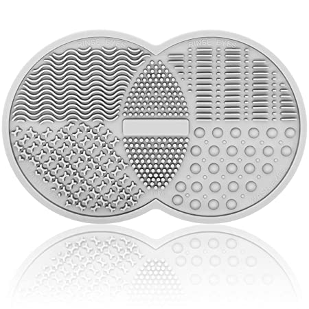 Makeup Brush Cleaning Mat, Silicone Makeup Brush Scrubber, Makeup Brush Cleaner Pad, Cosmetic Brush Cleaner, Brush Cleaning Pad, Suitable for Makeup Brush, Makeup Sponge, Powder Puff (Gray)