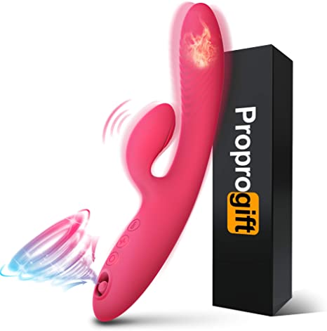 Clitoral Sucking Vibrator, G Spot Rabbit Vibrator Dildo Stimulation with 5 Suction & 10 Vibration Modes & Heating Modes, Adult Sex Toys for Men Women Couples, USB Rechargeable & Waterproof & Quiet