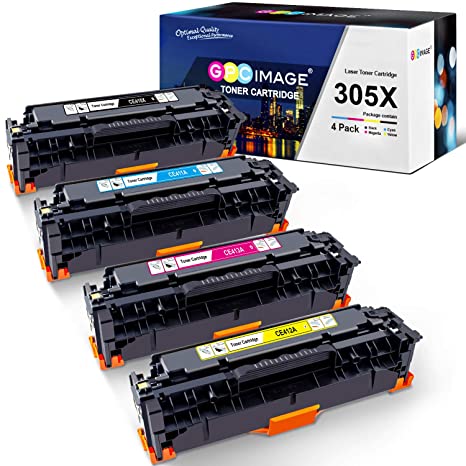 GPC Image Remanufactured Toner Cartridge Replacement for HP 305X 305A CE410X to use with Laserjet Pro 400 Color M451dw M451dn M451nw MFP M475dw M475dn M375nw Printer (Black, Cyan, Magenta, Yellow)