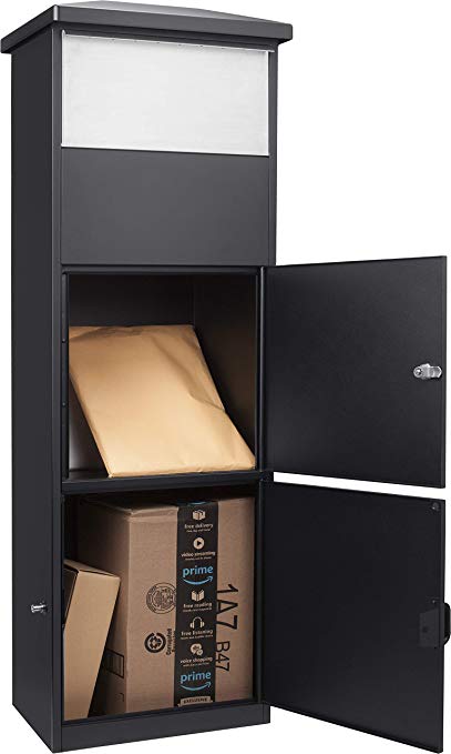 Barska Steel Freestanding Floor Lockable Large Drop Slot Mail Box Safe with Parcel Compartment, (Black)