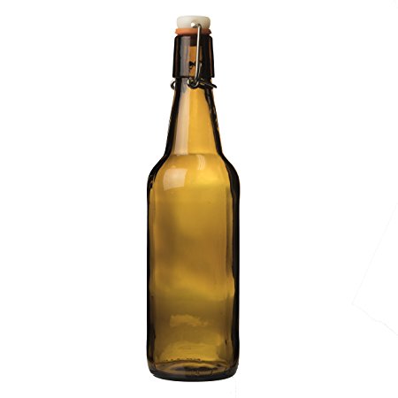 Cultures for Health Flip-Top Amber Bottles For Kombucha, Beer, Water Kefir, And Homemade Soda. Grolsch-Style With Air-Tight Seal. 500 ml, 16.9 oz, Case of 12