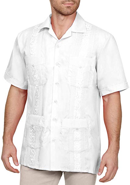 NE PEOPLE Men's Short Sleeve Cuban Guayabera Button Down Shirts Top XS-4XL