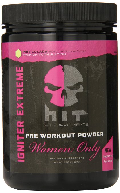 HIT Supplements Women Only Igniter Extreme, Pre Workout Powder for Women, Pina Colada, 282 Gram (30 Servings)