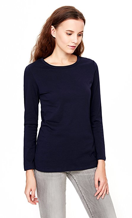 HIYIN Women's Long Sleeve Fem Fit Essential Tee Plain Cotton Casual T Shirt …