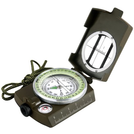 Eyeskey Multifunction Waterproof Military Metal Army Sighting Compass with Inclinometer for Camping Hiking Walking Biking Army Green