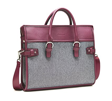Laptop Bag Briefcase Shoulder Handbag - 14 Inch Satchel Bag Great for Women and Men 13 - 14 Inch / MacBook Air, Pro / Notebook / HP Portable Case Burgundy/Gray (Burgundy)