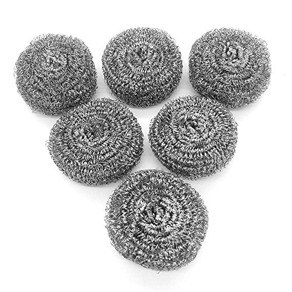 6 Pack Stainless Steel Sponges, Scrubbing Scouring Pad, Steel Wool Scrubber for Kitchens, Bathroom and More