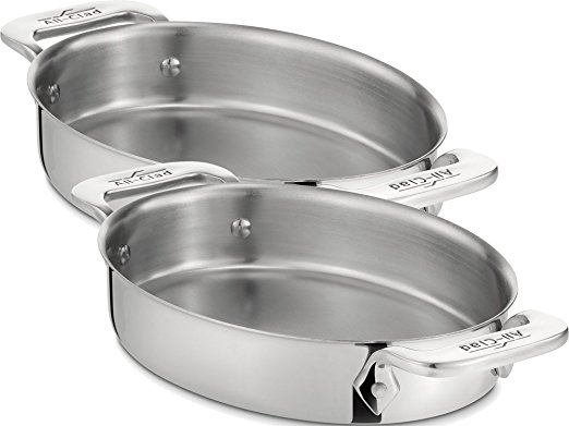 All-Clad 59900 Stainless Steel 7-Inch Oval-Shaped Baker Specialty Cookware Set, 2-Piece, Silver