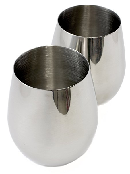 18/8 Stainless Steel Stemless Wine & Cocktail Glasses, 18-Ounce Capacity (2)