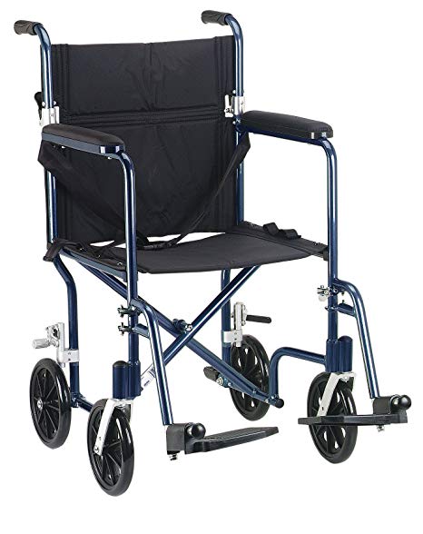 Drive Medical FW19BL Fly-Weight Transport Chair, 19 Inch, Blue