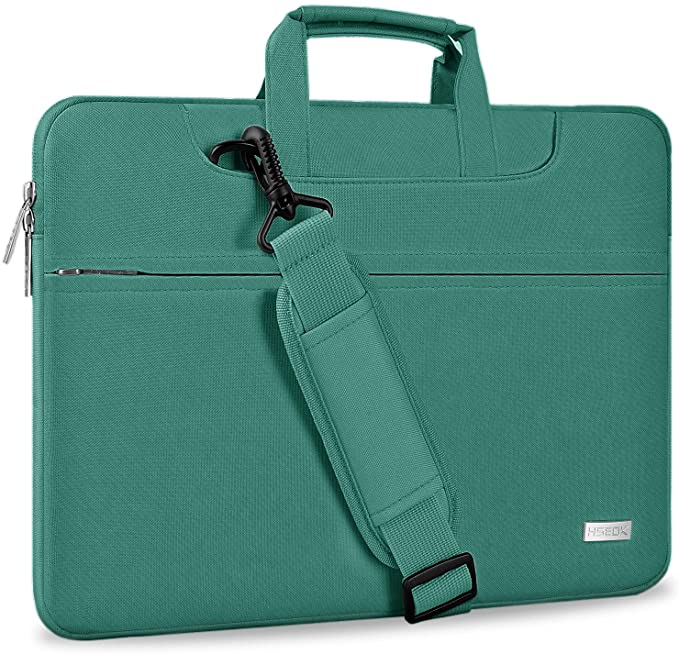 Hseok Laptop Shoulder Bag 13 13.3 13.5 Inch Briefcase, Compatible 13.3 MacBook Air/Pro, XPS 13, Surface Book 13.5" Spill-Resistant Handbag with Shoulder Strap for Most 13"-13.5" Notebook, Dark Green