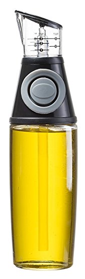 Oil and Vinegar Dispenser - Measure and Dispense Cooking Oil, Cooking Sauce and Vinegar – Drip Free Pouring – Measure in ML, TSP & TBSP (17OZ)