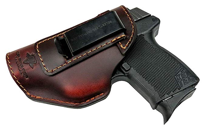 Relentless Tactical The Defender Leather IWB Holster - Made in USA - Fits Glock 42 | Sig P365 | Ruger LC9, LC9s | Kahr CM9, MK9, P9 | Kel-Tec PF9, PF11 | Kimber Solo Carry | and More - Made in USA