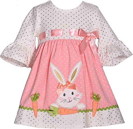 Bonnie Jean Girl's Easter Dress - Pink Bunny Dress for Baby Toddler and Little Girls