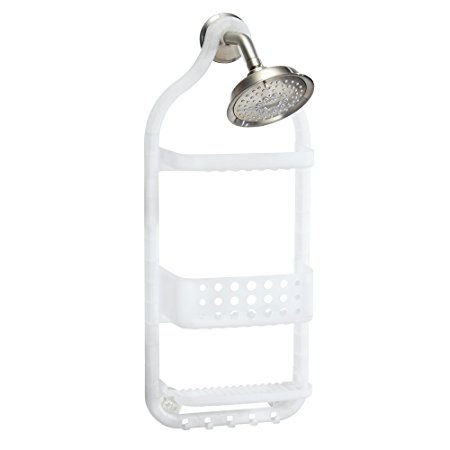 InterDesign Circlz Hanging Shower Caddy – Bathroom Storage Shelves for Shampoo, Conditioner and Soap, Frost White