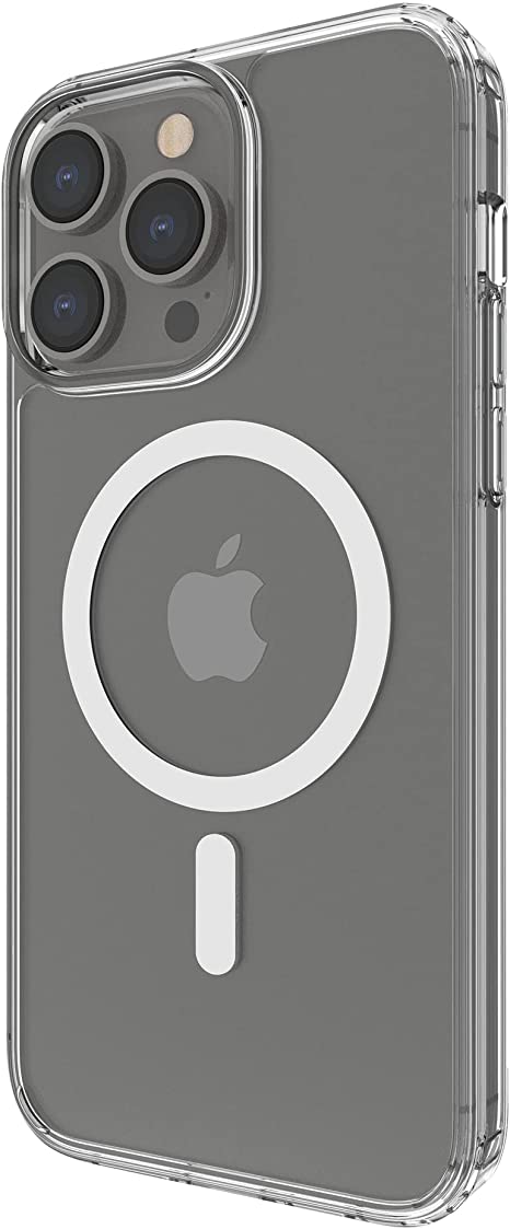 Belkin MagSafe compatible iPhone 14 Pro Max Case, clear magnetic iPhone 14 case with built-in magnets and raised edge bumper for camera protection, compatible with MagSafe wireless charging