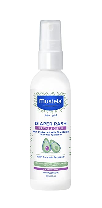 Mustela Spray Diaper Rash Cream for Baby's Bottom - Sprayable Skin Protectant with Zinc Oxide & Natural Avocado - Fragrance-Free, Touch-Free & Steroid-Free - 3 fl. oz.