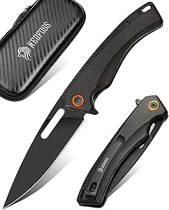 NedFoss MAMBA Klappmesser, Survival Messer, Scharfes Taschenmesser Outdoor aus D2 Stahl,Outdoor Messer mit Micarta Griff, Einhandmesser mit Gürtelclip, Pocket Knife,Ideal als Geschenk