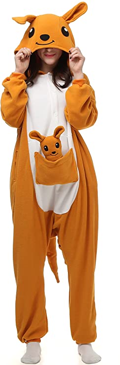 Animal Onesie Adult for Women Men Pajamas Cosplay Sleepwear Kangaroo Halloween Costume Christmas Cartoon Outfit