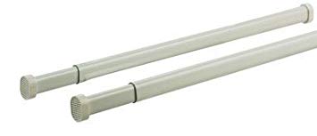 Mini Spring Tension Rod (8"-11"): Oval, White, Metal w/ Rubber Grips [2-Pack]