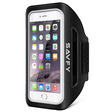 iPhone 6 Armband, iPhone 6S Armband, SAVFY Sports Exercise Armband for Apple iPhone 6 6S 5 5S 5C Running Pouch Touch Compatible Key Holder [Black] [Lifetime Warranty] Good For hiking,Biking,Walking