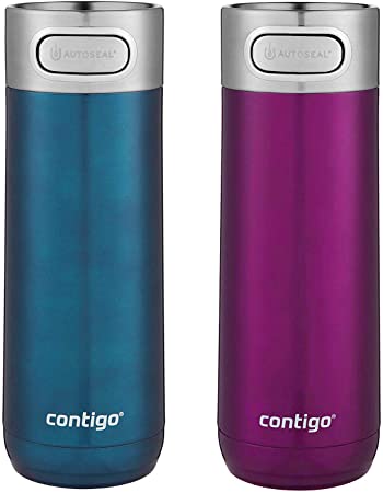 Contigo - Luxe Autoseal, Dishwasher-Safe Travel Mug, 2 Pack (Turquoise-Magenta, 414 mL)