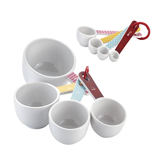 Cake Boss Countertop Accessories 8-Piece Melamine Measuring Cups and Spoons Set, Basic Pattern