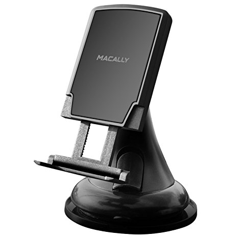 Macally Universal Dashboard / Windshield Magnetic Car Mount Phone Holder for Cell Phones, GPS, & Mini Tablets | 4 Metal Plates Included Circle, Rectangle, Heart, & Diamond (MGRIPMAG)